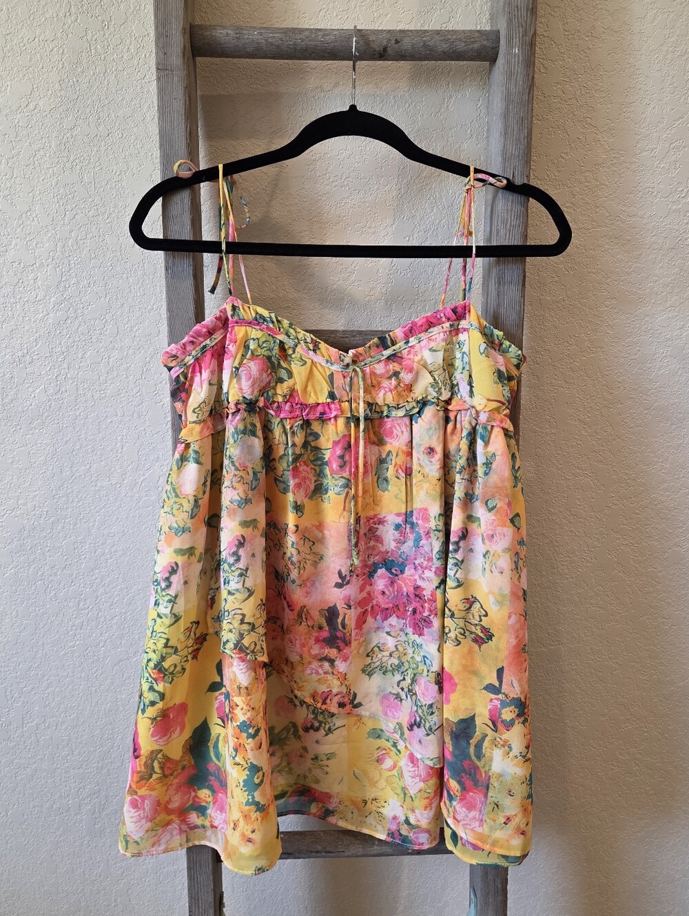 NWT For Love Bell Women's Floral Yellow Pink Summer Dress - Size Small